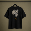 DUTHUR “من هنا الأصل” Oversize Tişört – Siyah Nakış Detaylı T-shirt